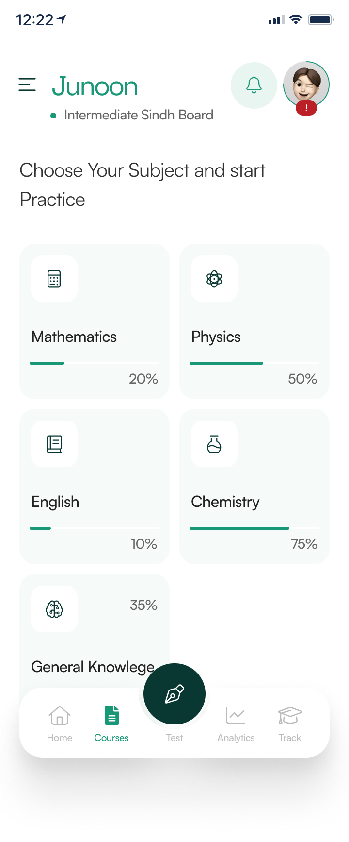 Progress Tracking - See progress of each subject